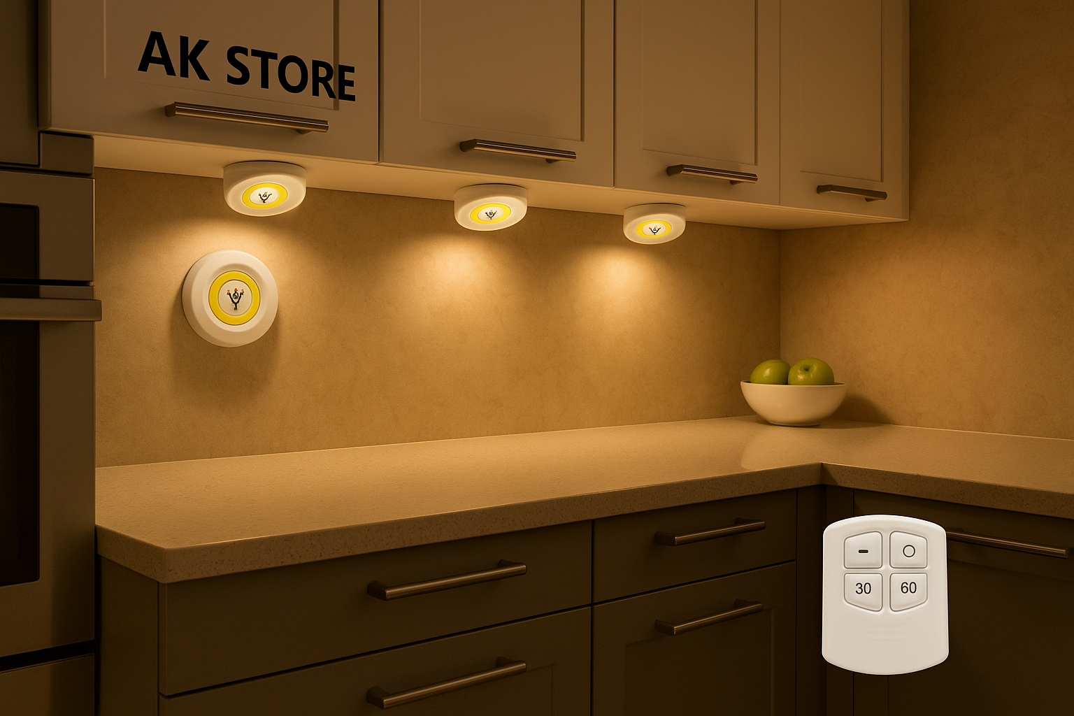 صورة احترافية ثانية لأضواء LED اللاسلكية في المطبخ
