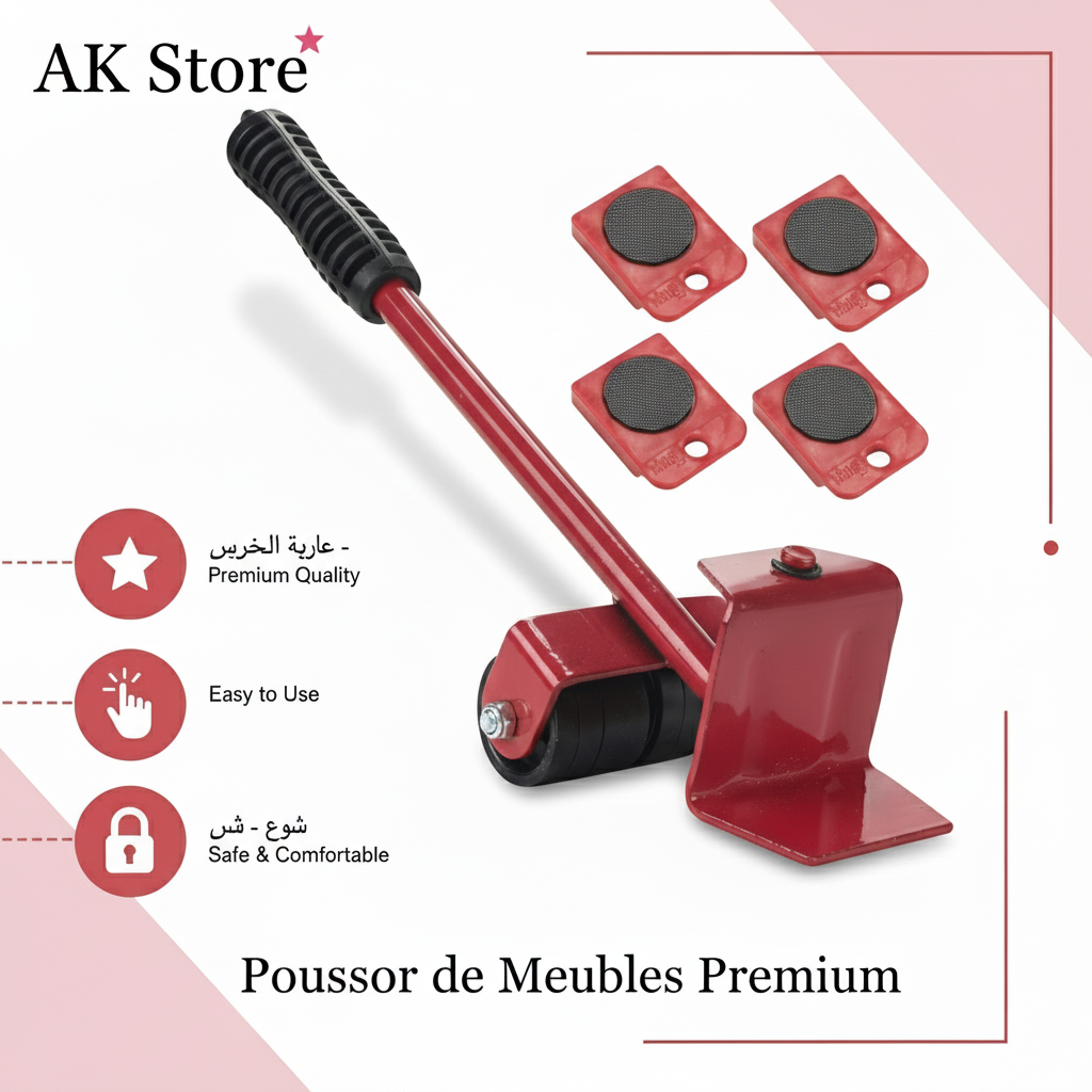 صورة محسّنة لمنتج Poussoir de Meubles Premium مع اسم AK Store
