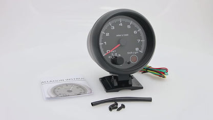 Tachymètre voiture 12V 0-8000 RPM – Compteur tours moteur universel 4, 6, 8 cylindres, rétroéclairage LED 7 couleurs, jauge noire style racing