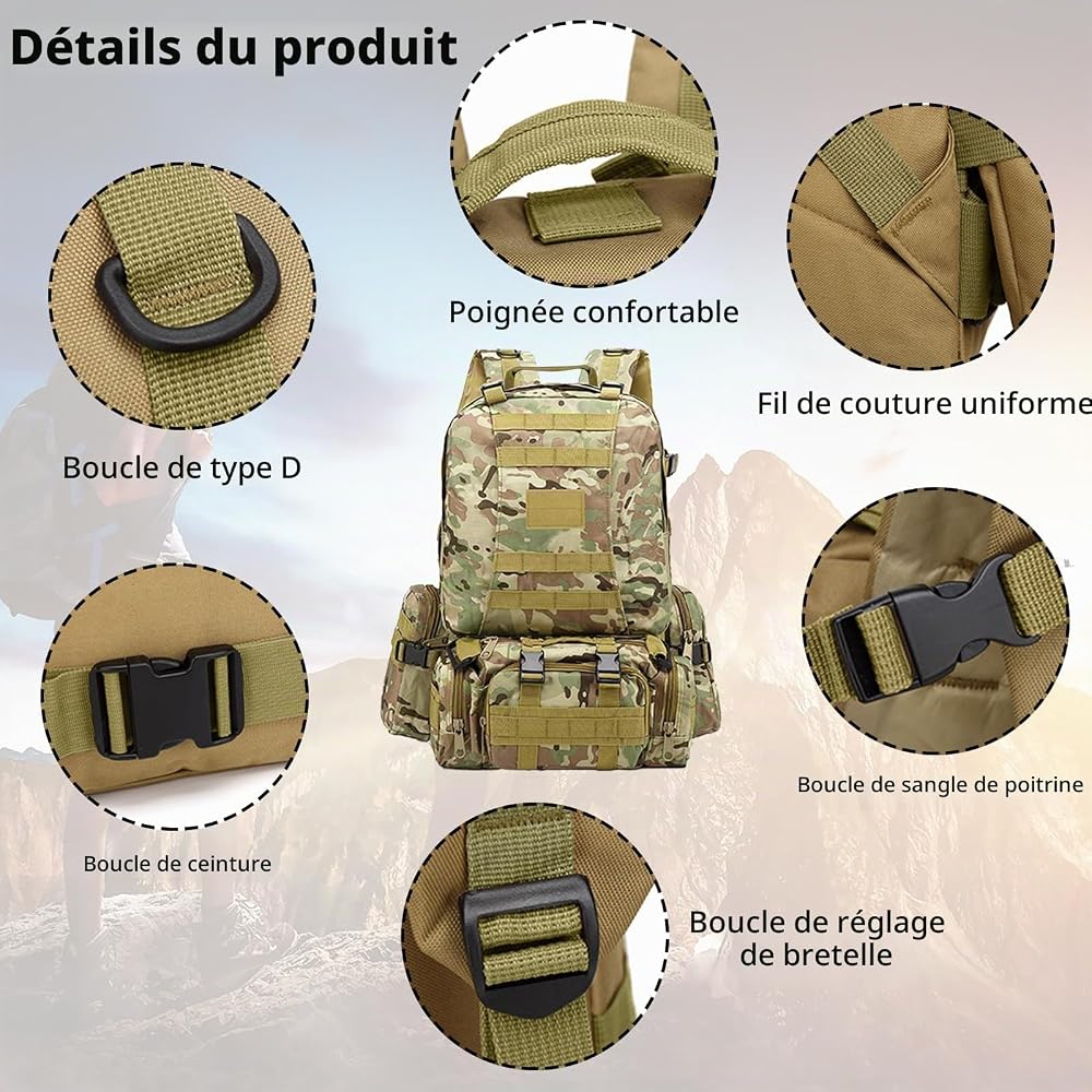 Sac à Dos Militaire Tactique 50L – AK Storepro