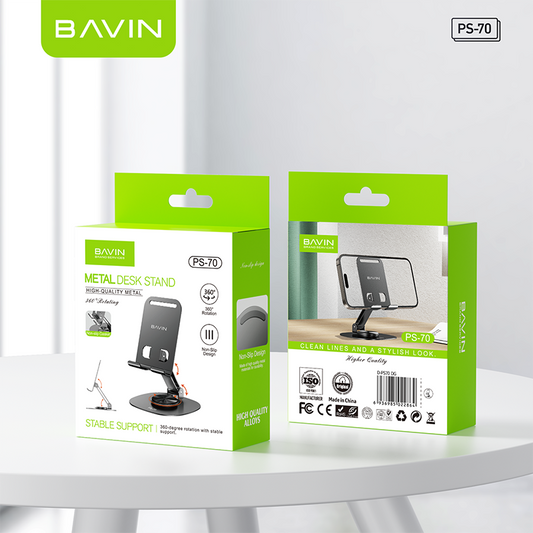 BAVIN PS70 – Support métallique 360° pour smartphone et tablette