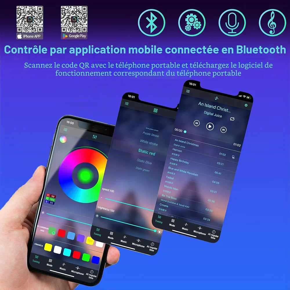 LED Éclairage Intérieur USB Sync Néon Kit Bande Lumière Avec Contrôle APP et Télécommande