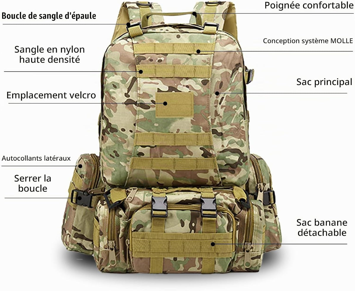 Sac à Dos Militaire Tactique 50L – AK Storepro