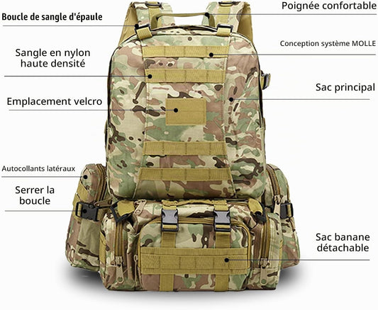 Sac à Dos Militaire Tactique 50L – AK Storepro