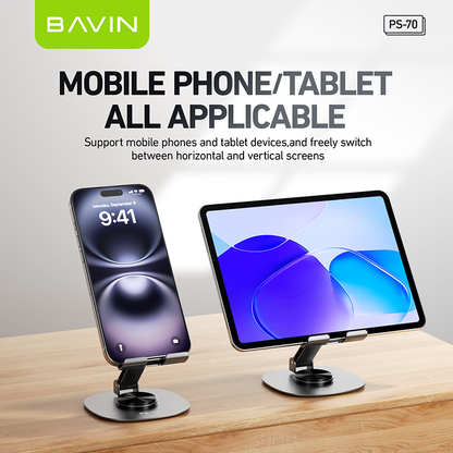 BAVIN PS70 – Support métallique 360° pour smartphone et tablette