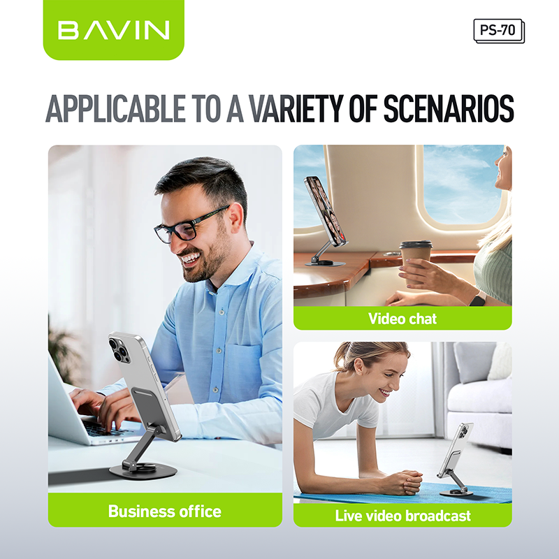 BAVIN PS70 – Support métallique 360° pour smartphone et tablette