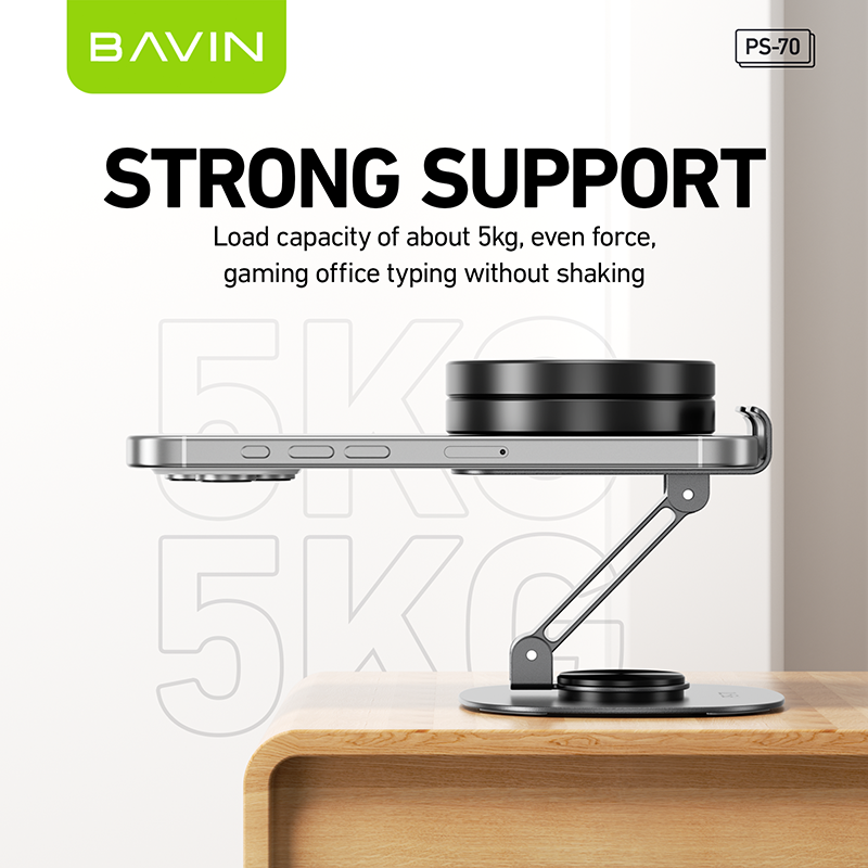 BAVIN PS70 – Support métallique 360° pour smartphone et tablette