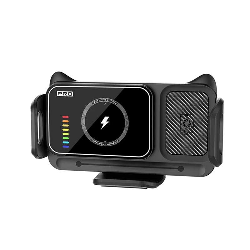 Support de chargeur de voiture sans fil pliable 15 W RGB anti-vibrations avec rotation à 360°