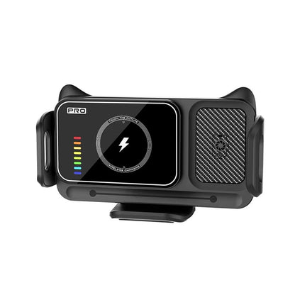 Support de chargeur de voiture sans fil pliable 15 W RGB anti-vibrations avec rotation à 360°