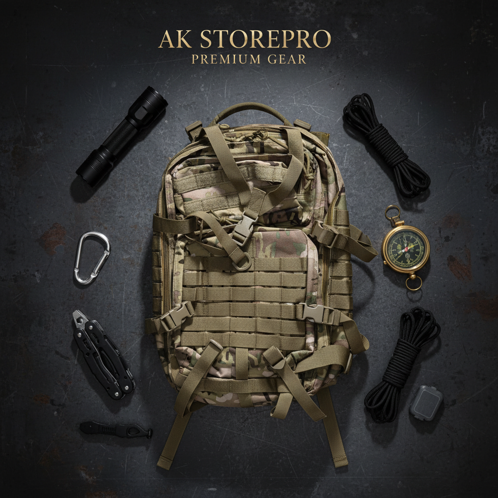 Tactical Backpack - Flat Lay