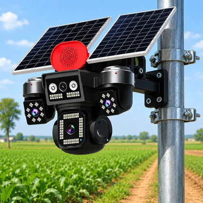 Caméra de Surveillance Solaire 4G à 4 Objectifs | AKSTOREPRO